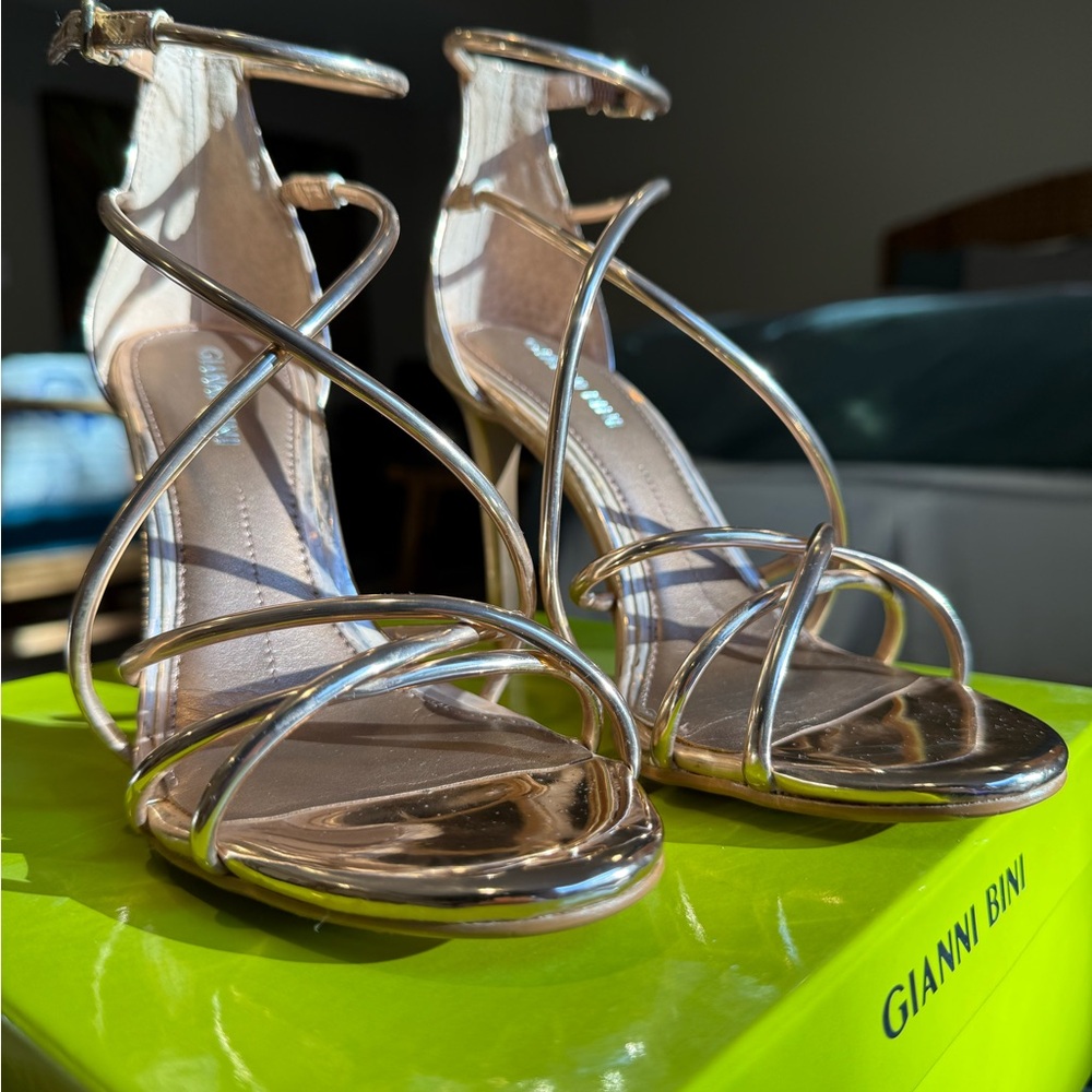 Gianni Bini Rose Gold Strappy High Heel Sandals